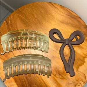 Elegant Brown and Clear Hair Claw Set of 3